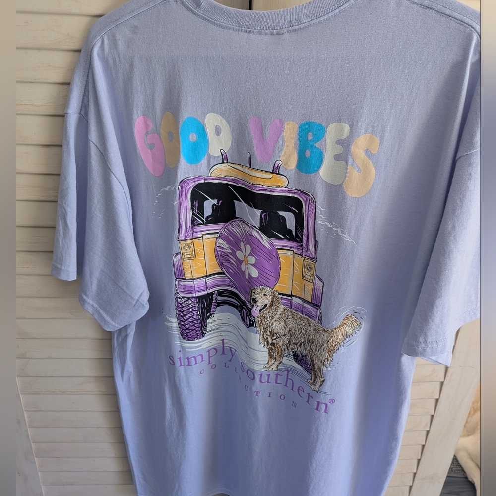 Simply Southern Lavender Graphic Tee with Good Vibes Size XL **NWT**